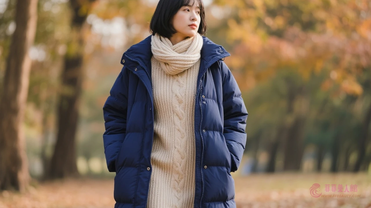 長版羽絨搭配示範