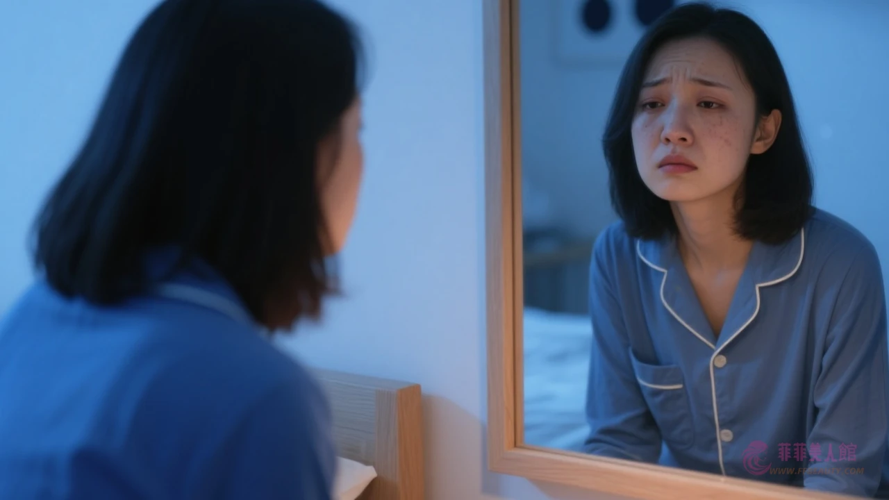 熬夜肌膚問題示意