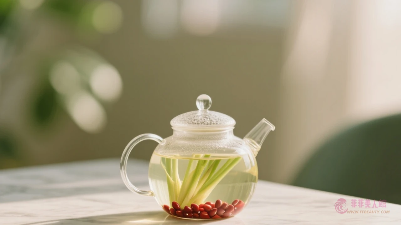 檸檬紅豆茶沖泡畫面