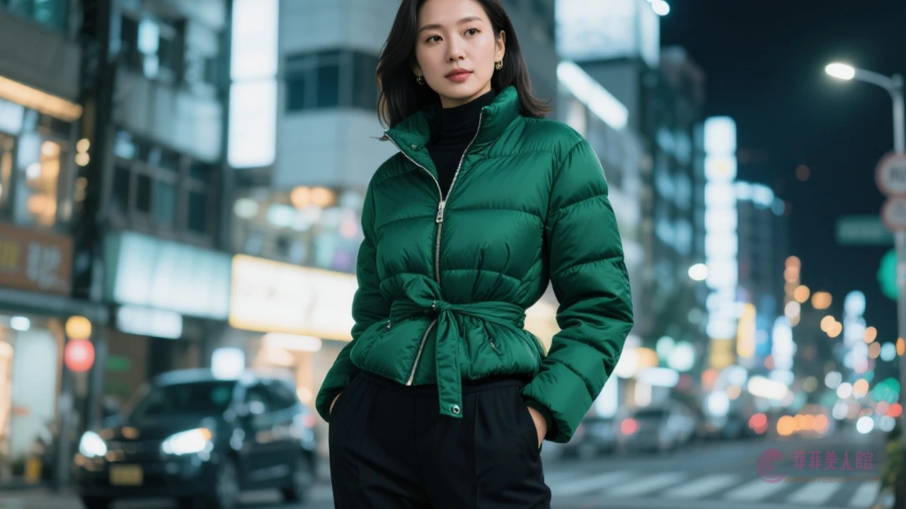 冬日夜景穿搭示範