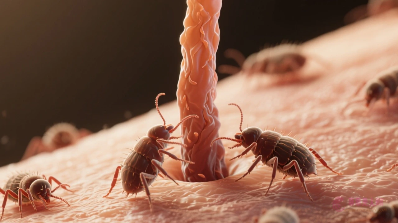 顯微鏡塵蟎示意