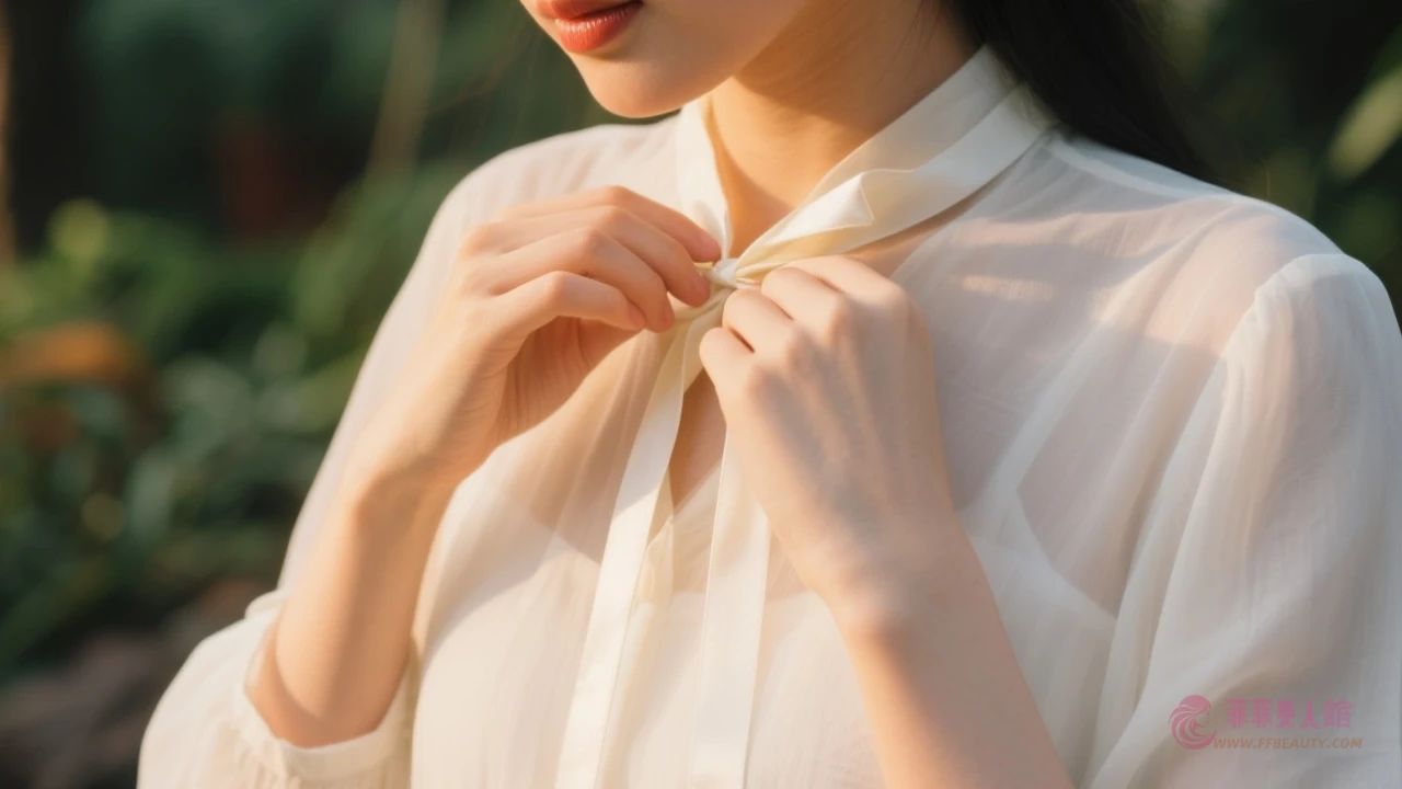 飄帶襯衫穿搭示範