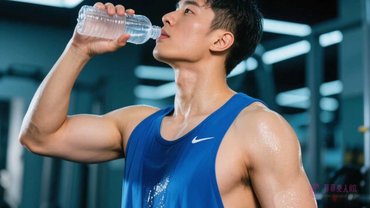 健身男補充水分