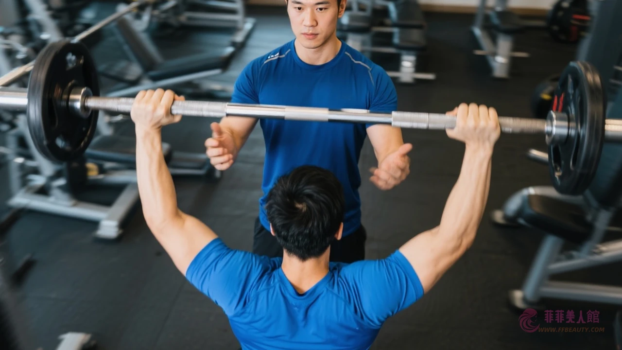 健身房槓鈴頸後推舉