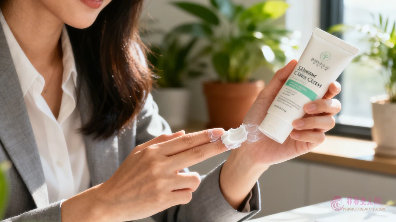 辦公室女性使用精華霜