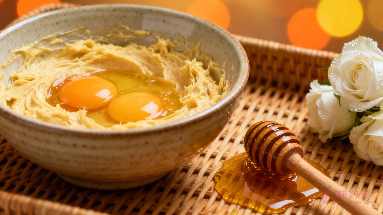 DIY蛋黃面膜示意
